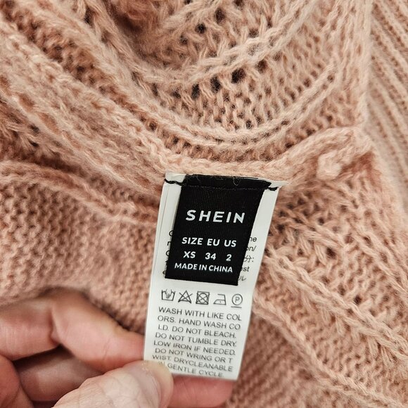 Pink Cable Knit Sweater. SHEIN. XS - Picture 3 of 4